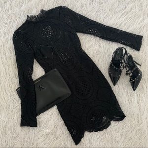 Long sleeve black mini dress